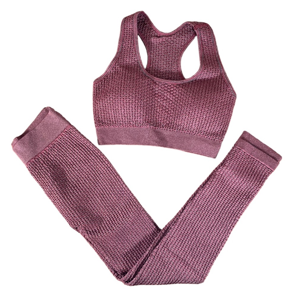 Seamless Textured Racerback Sports Bra - Dusty Mauve